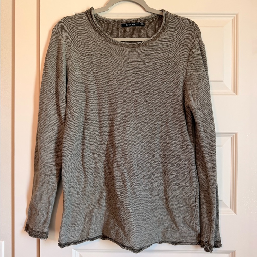 Doe & Rae Light Heather Gray Crewneck Sweater, medium